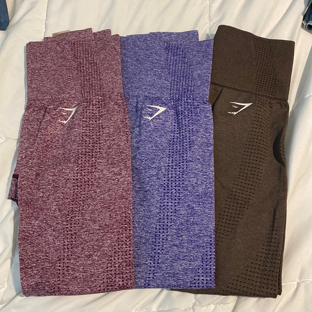 3 vital seamless gymshark leggings bundle